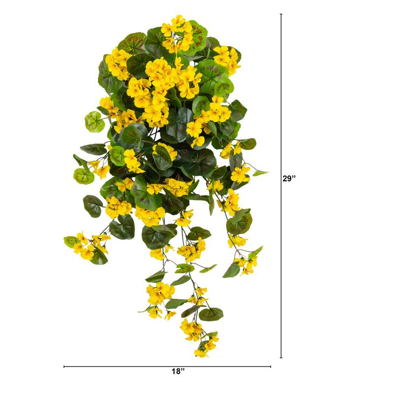 29-in UV Resistant Artificial Geranium Hanging Plant - Set of 2
