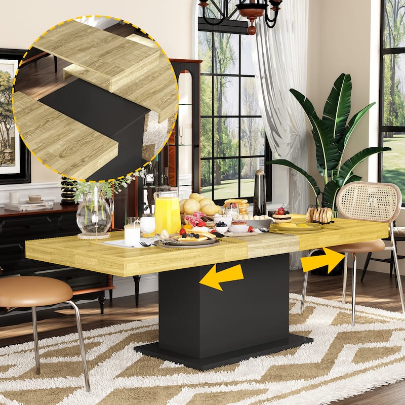 63”–78.7” Extendable Dining Table, Modern Wood Conference Table Convertible Office Desk & Meeting Table