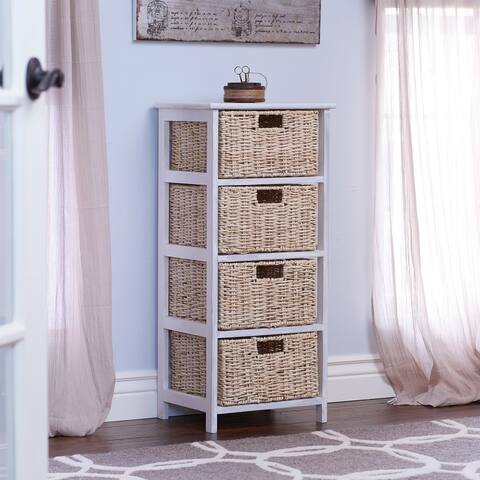 Whitewash 4-Basket Storage Tower