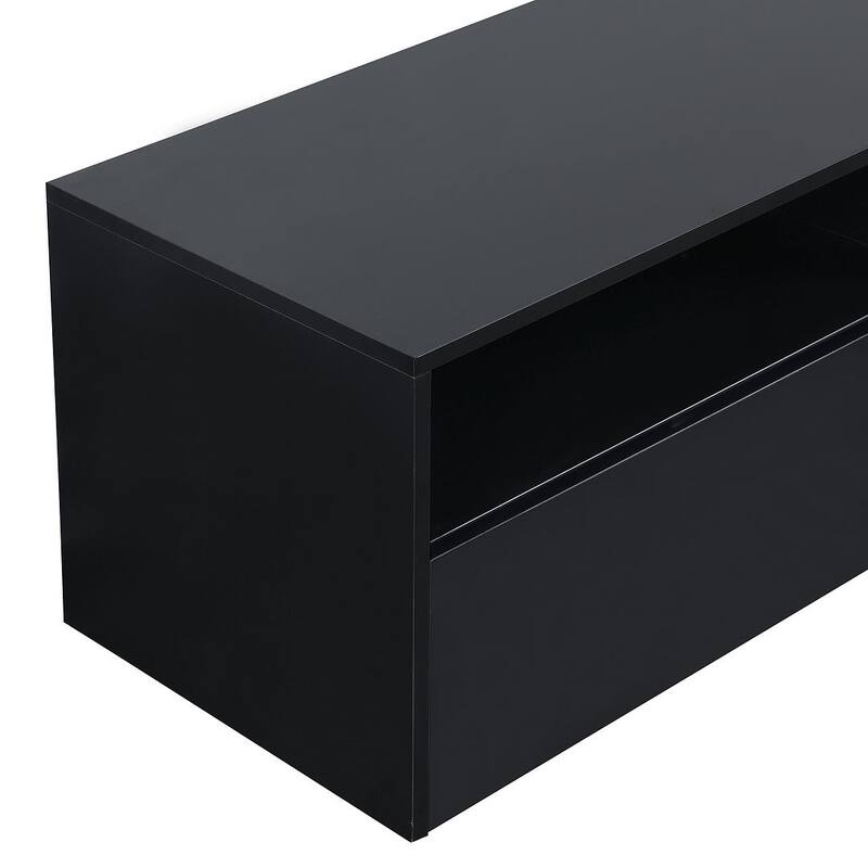 93" Modern High Gloss TV Stand with Wall Mounted Floating Storage Cabinets