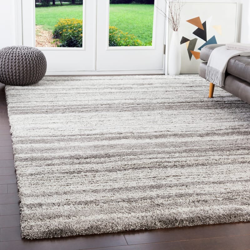 Livabliss Donner Striped Shag Area Rug