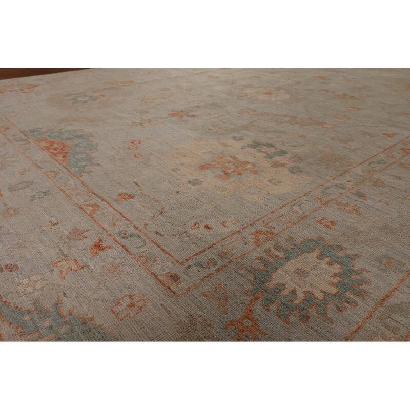 All-Over Vegetable Dye Oushak Turkish Area Rug Handmade Wool Carpet - 9'0" x 11'10"