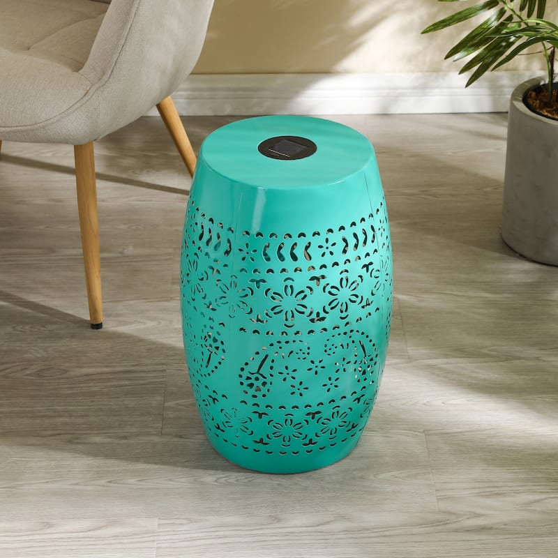 Danya Indoor/Outdoor Iron Side Table with Solar Powered Light and Built-In Battery by Christopher Knight Home