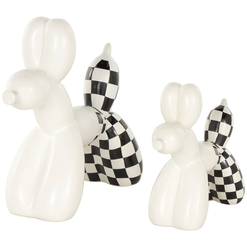 Gold Porcelain Ceramic Balloon Dog Sculpture (Set of 2) - Gold, Silver, White, Black, Multi Colored