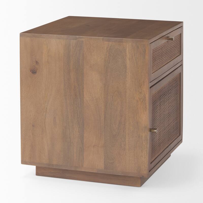 Grier Light Brown Wood w/ Cane Accent Table