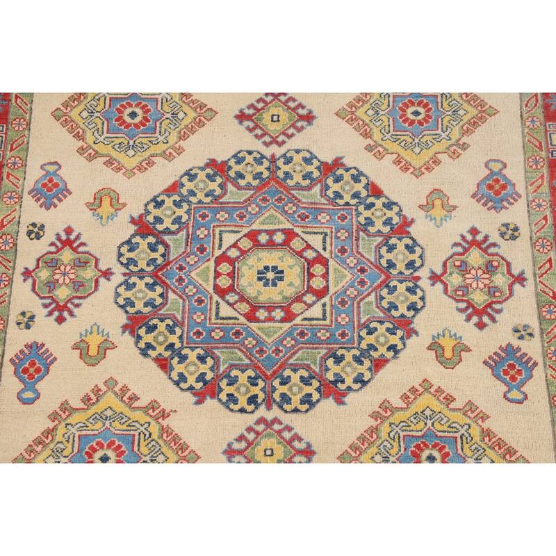 Oriental Beige Kazak Rug Hand-Knotted Wool Carpet - 5'6" x 7'8"