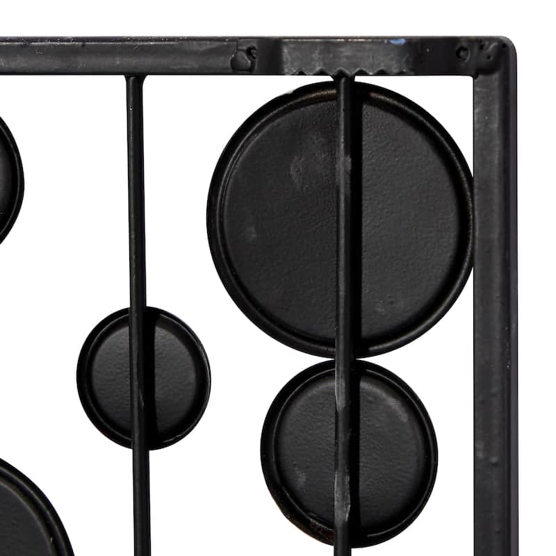 Metal Geometric Wall Decor with Round Mirror Accents - Set of 3 Black - Roche River Decor
