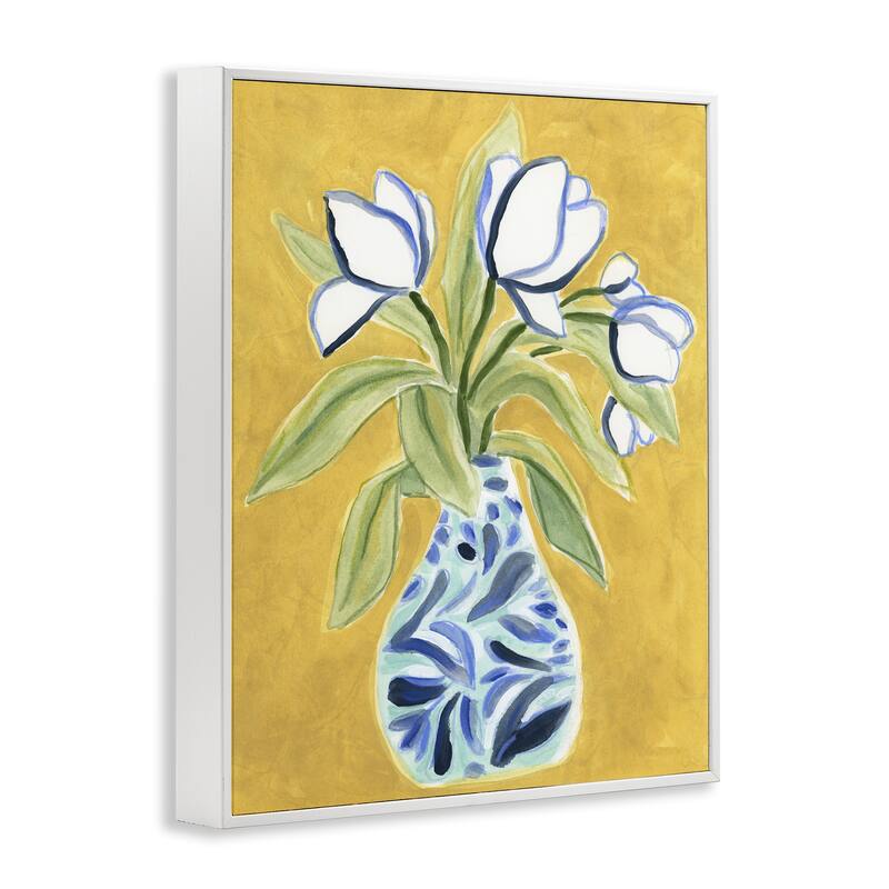 Stupell Lively Tulips in Vase Framed Giclee Art Design By June Erica Vess
