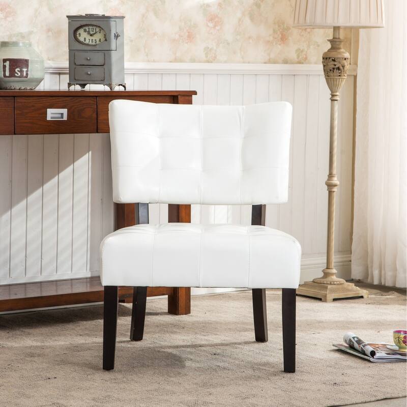 Blended Leather Tufted Accent Chair with Oversized Seating