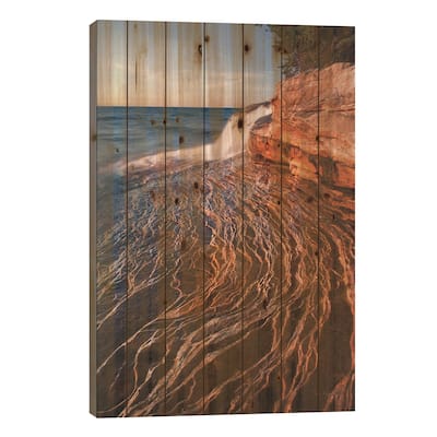 Pictured Rocks Michigan I Print On Wood by Alan Majchrowicz - Multi-Color