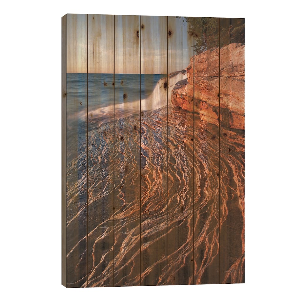 Pictured Rocks Michigan I Print On Wood by Alan Majchrowicz - Multi-Color