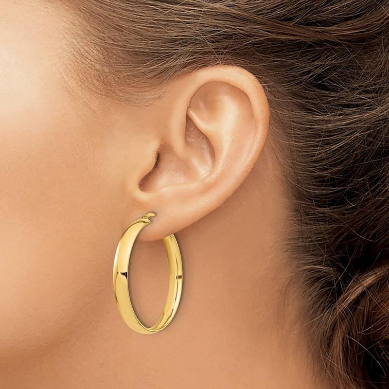 Curata 14k Yellow Gold High Polished Hoop Earrings - 38.5x37mm