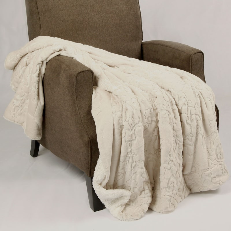 Embroidery Batik FauxFur Sherpa Throw Blanket