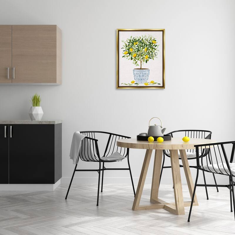 Stupell Lemon Tree Detailed Planter Framed Floater Canvas Wall Art Design by Ziwei Li
