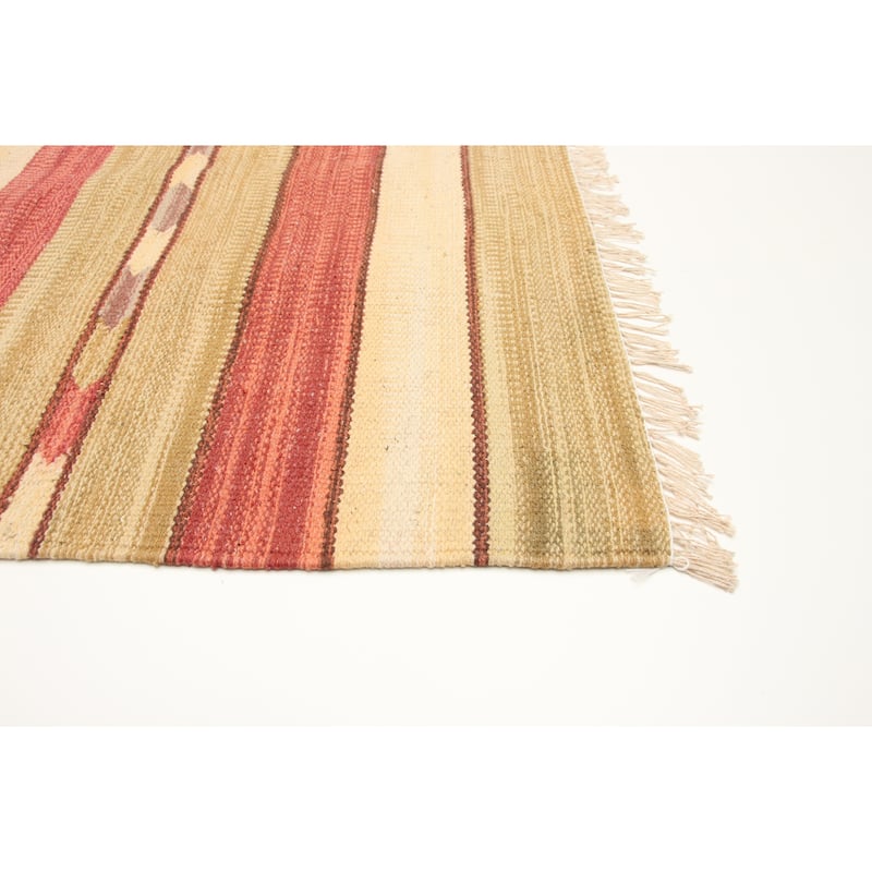 ECARPETGALLERY Flat-Weave Bold and Colorful Cream Wool Kilim - 2'0 x 3'3