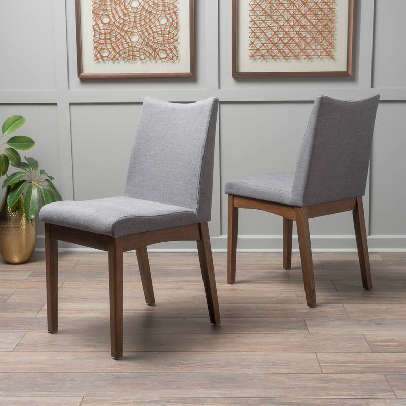 Fabric Upholstered Dining Chairs,Rubberwood Dark Grey Dining Chair