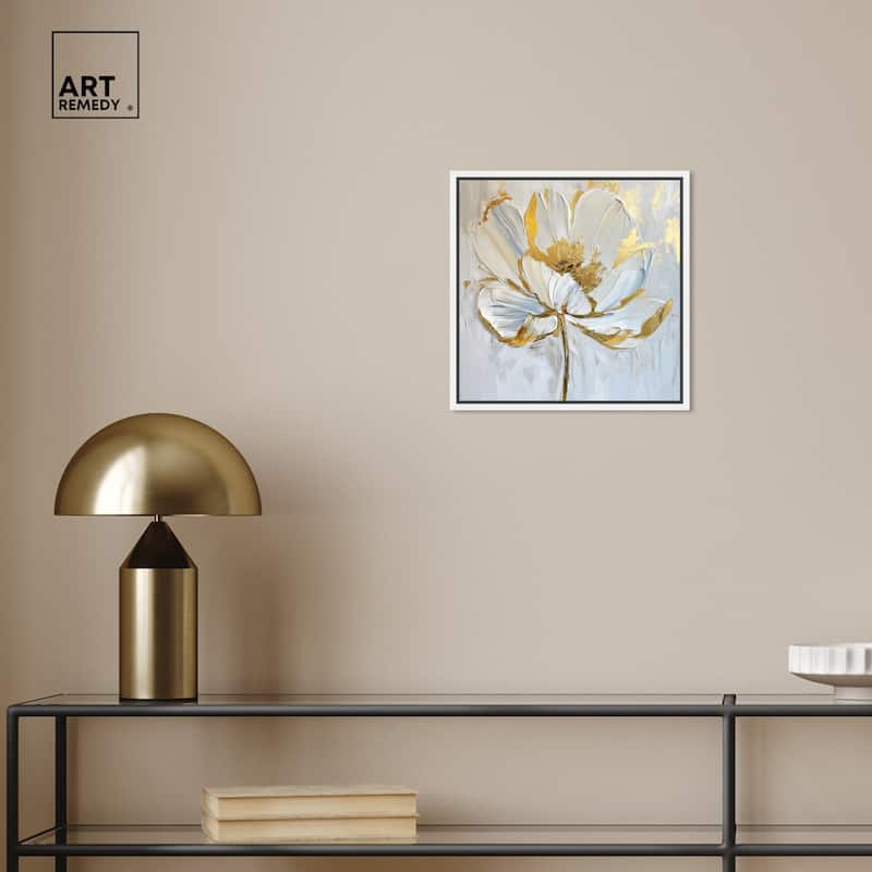 Art Remedy Gold Magnolia II Framed Floral Fine 1 Piece Canvas Wall Art