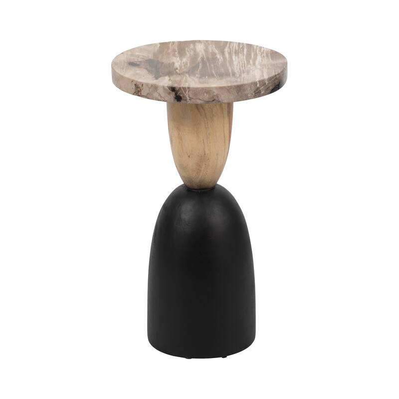 Sagebrook Home Modern Suar Wood Accent Table with Black Base - 12" x 12" x 20"
