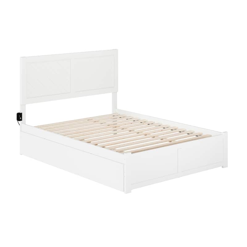 AFI Canyon Full Platform Bed with Footboard & Full Trundle in White
