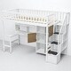 preview thumbnail 8 of 21, Twin Size Loft Bed with Staircase, L-Shaped Desk bed, LED Lights, Shelves & Cabinets, Space-Saving Workstation Bed Frame
