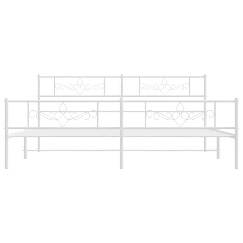 vidaXL 12 Inches White California King Metal Bed Frame No Mattress - 86.2" x 73.6" x 35.4"