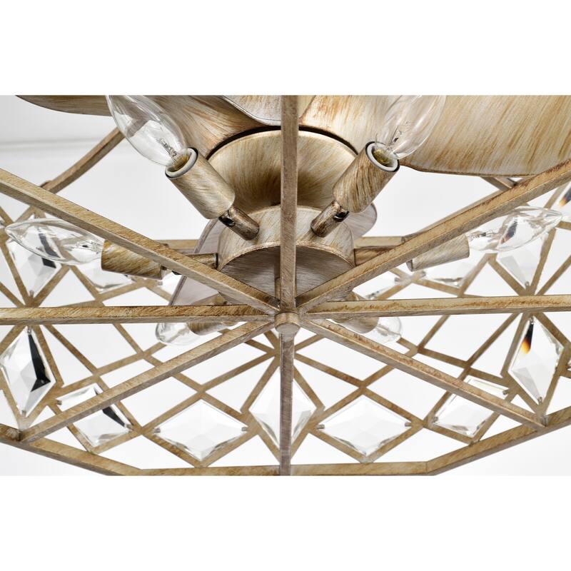 Teodora 28-inch Antique Silver 6 Lights 3 Blades Lighted Ceiling Fan with Remote