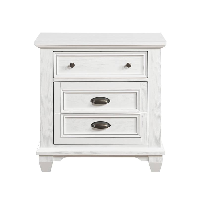 White Finish 1pc Traditional Framing Nightstand w/ 2 Drawers for Bedroom
