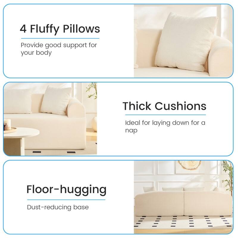 104" Curved Modular Sectional Sofa in Chenille Fabric Modern Minimalist Design Compressed No Assembly Required