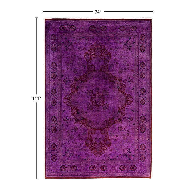 Overdyed One-of-a-Kind Hand-Knotted Area Rug - Purple - 6' 2" x 9' 3"