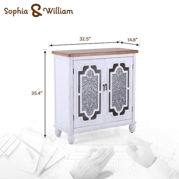Accent Storage Cabinet with Wood Frame and Iron Embossed Painted Door ...