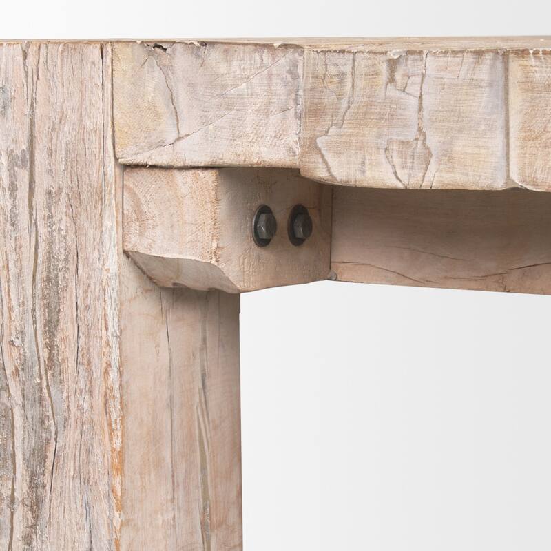 HomeRoots 55" Natural and Off White Reclaimed Wood Distressed Coffee Table - 55' X '14' X '32