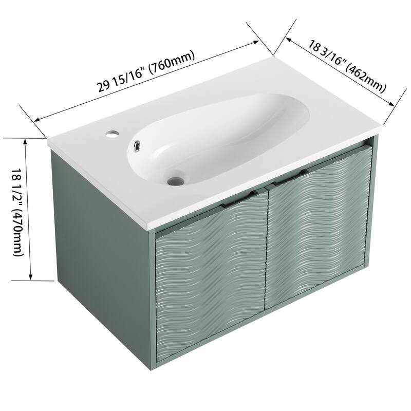Bathroom Vanity With Sink In 24/30/36 Inch, Floating Bathroom Vanity With Soft Close Door