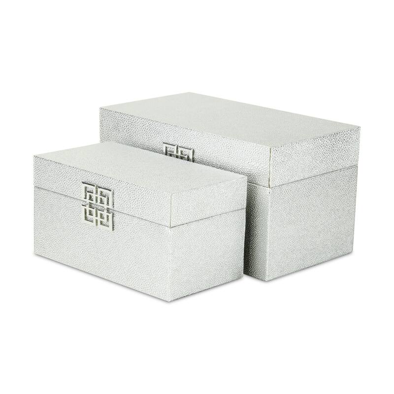 Galena White Shagreen Double Happiness Storage box Set of 2