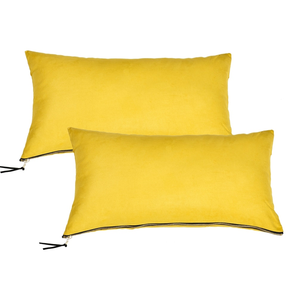 Suede 2 Piece Pillow Shell Set with Big Zipper, NO INSERT