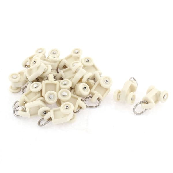 slide 1 of 1, Home Plastic Curtain Track Carrier Roller 10mm Dia Wheel Beige 20 Pcs - multicolor - 0.6" x 0.5" x 0.94"(L*W*H)