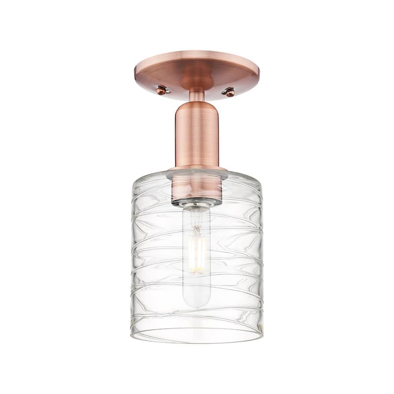 Innovations Lighting 716-1C-11-5 Cobbleskill Semi-Flush Cobbleskill 5" - Antique Copper / Deco Swirl