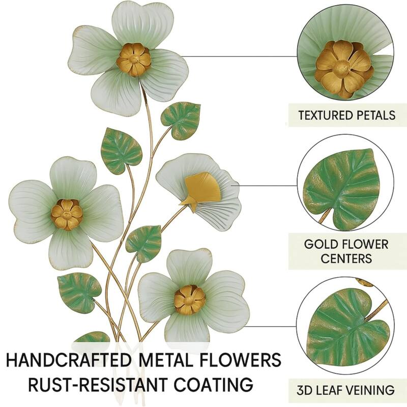 3D Daffodil Wall Art Vertical Floral Metal Sculpture Accent 36"x20"