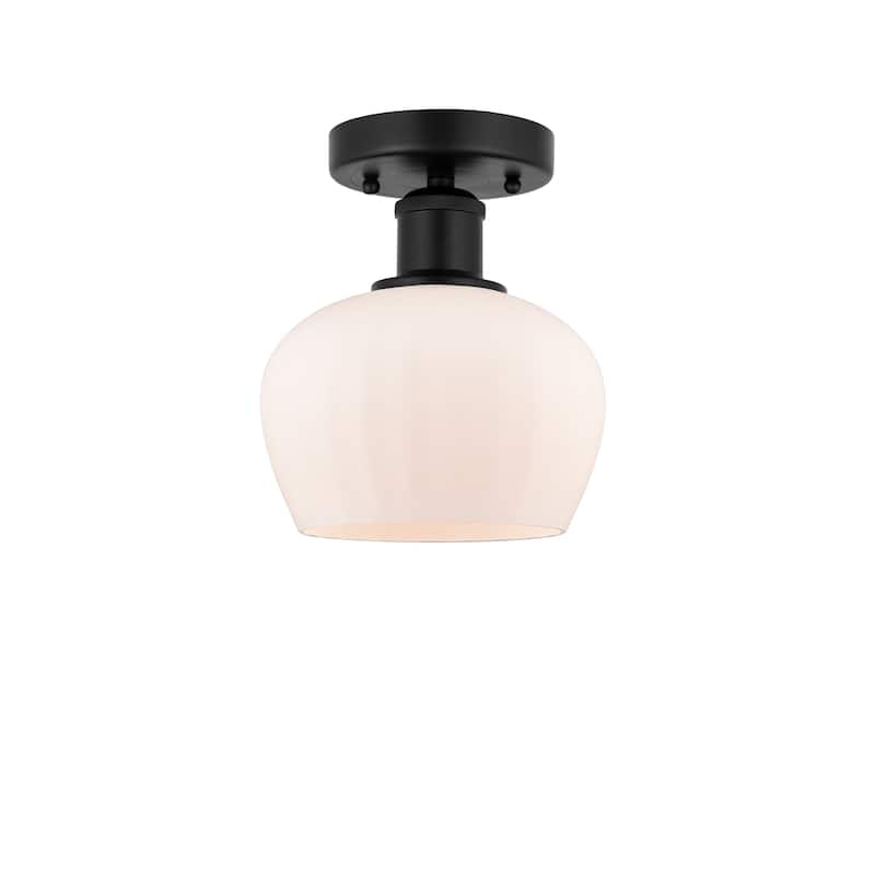 Innovations Lighting Fenton - 1 Light 7" Semi-Flush Mount - Matte White/Matte Black