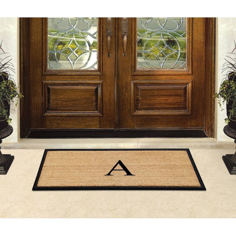 A1HC Rubber/Coir Molded Monogrammed Double Doormat 18"x48"