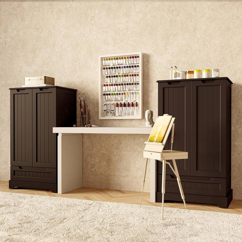 Kitchen Pantry Storage Cabinet, Freestanding Storage with Shelves and 1 Drawer