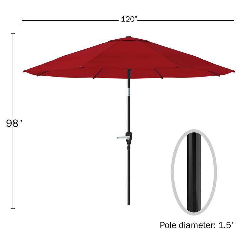 Pure Garden 10ft Aluminum Easy Crank Patio Umbrella with Auto Tilt Red