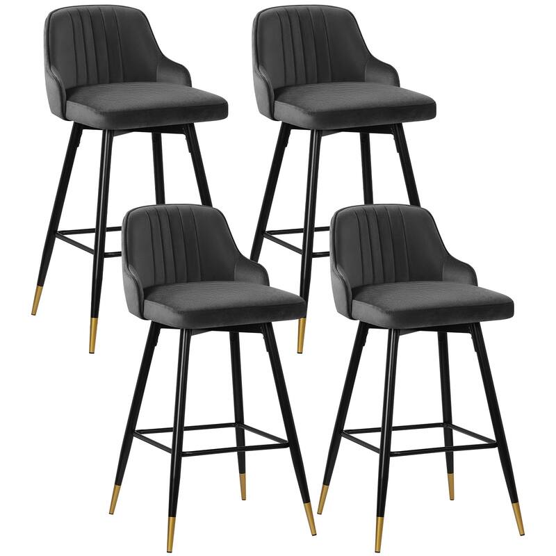 Modern Velvet Upholstered Swivel Counter/ Bar Stools Set of 2/4