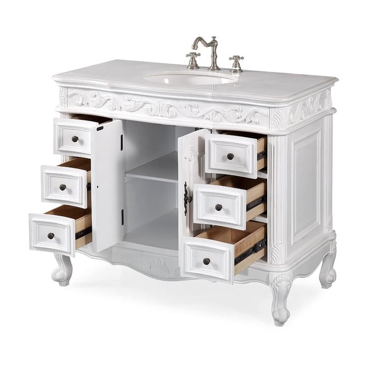 42" Benton Collection Antique White Beckham Bathroom Sink Vanity