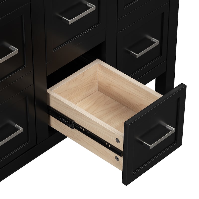 Multifunctional Bathroom Vanity, Freestanding Vanities with Adjustable Shelf, Storage Cabinet with 4 Drawers and 2 Doors