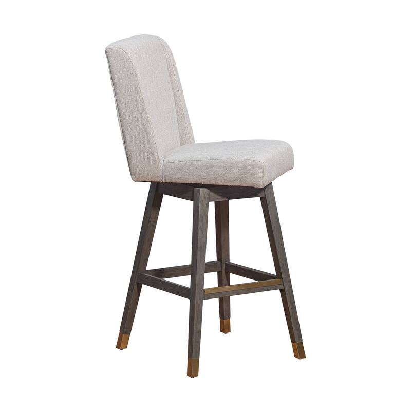 Stancoste Wingback Swivel Bar or Counter Stool with Wood Legs