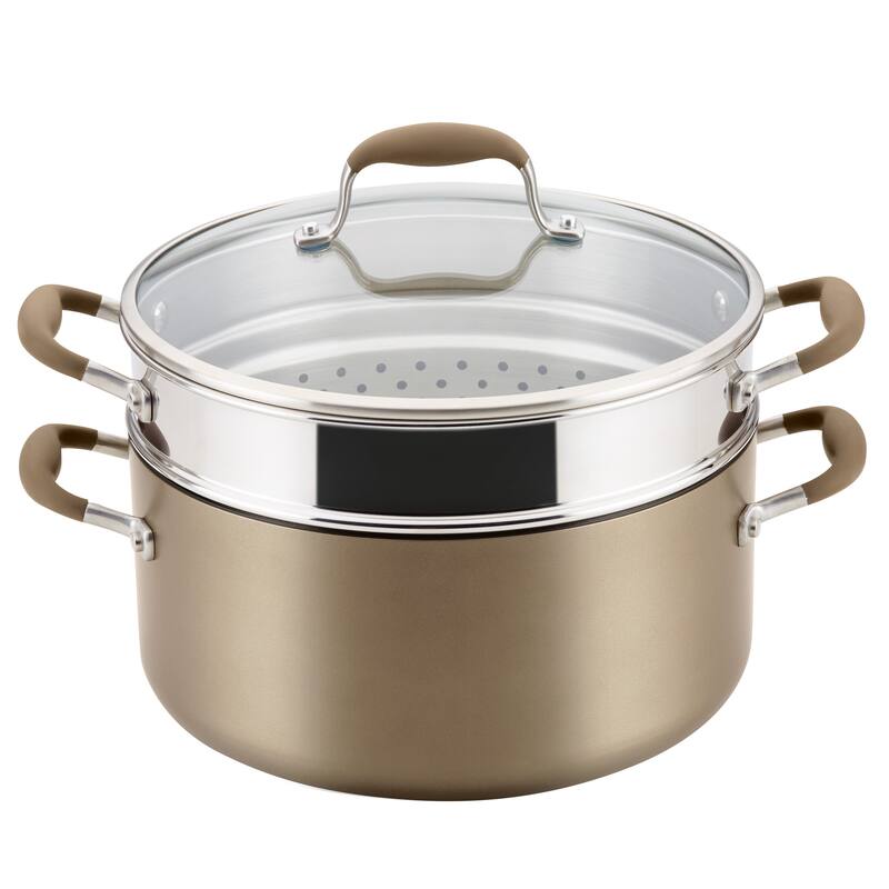 Anolon Advanced Home 8.5-Quart Wide Stockpot with Multi-Function Insert, Bronze - 8.5-Quart - Bronze - 1-Piece