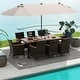 preview thumbnail 24 of 53, Costway 11 PCS Patio Dining Set with 15ft Double-Sided Patio Umbrella Beige