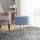 Round Velvet Storage Ottoman with Tray Top Table - Dusty Blue