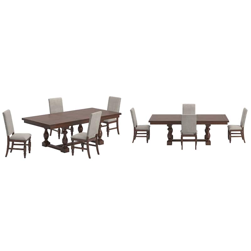 Lubeck 75.5-95.5" Extending Dining Set - 5-Piece Set - Grey