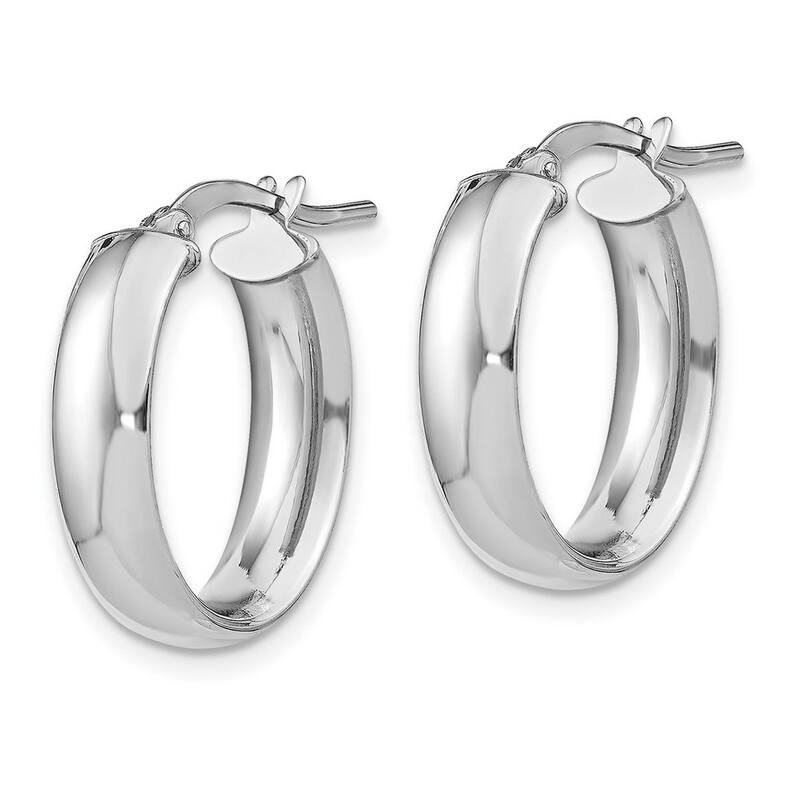 Curata 14k White Gold 5.75mm Polished Oval Hoop Earrings - 19.6x14mm Wide 5.8mm Thick